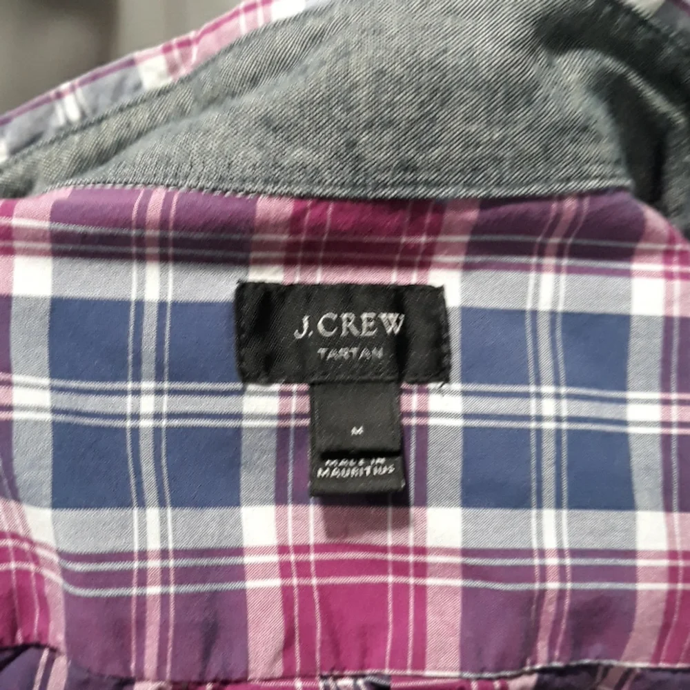 J. Crew mens purple and blue plaid cotton shirt. Medium